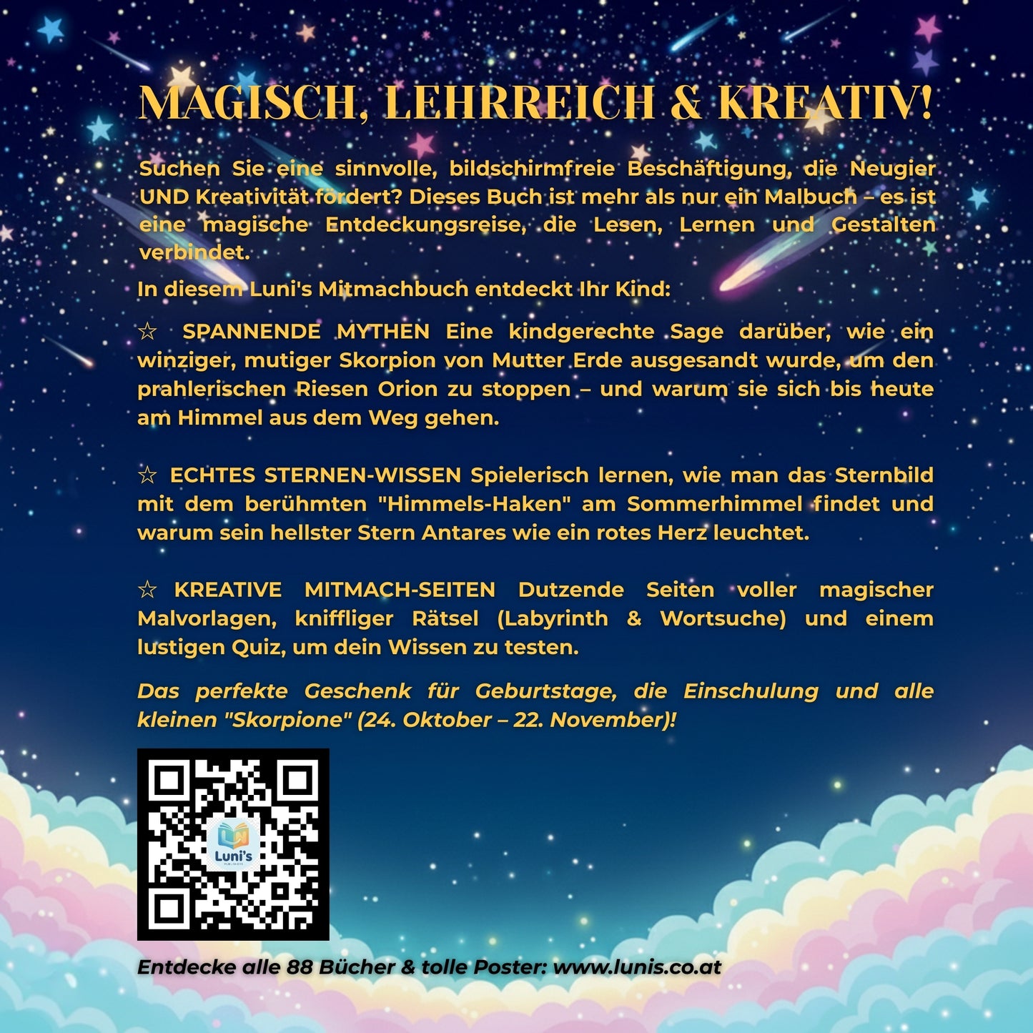 Die Sternen-Entdecker: DER SKORPION – Das magische Mitmachbuch (ab 6 J.) | Mythen, Sterne & Kreativität