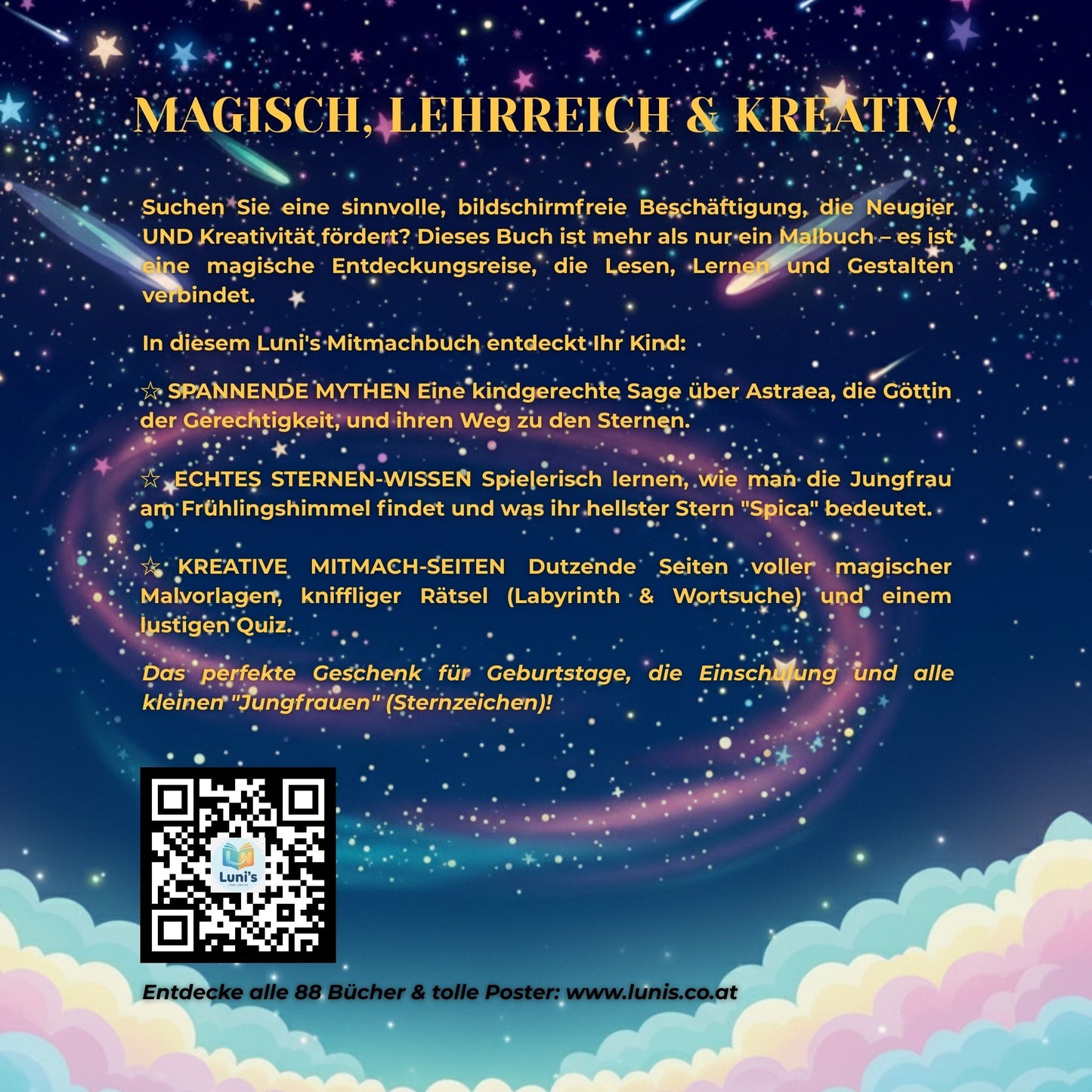 Die Sternen-Entdecker: DIE JUNGFRAU – Das magische Mitmachbuch (ab 6 J.) | Mythen, Sterne & Kreativität