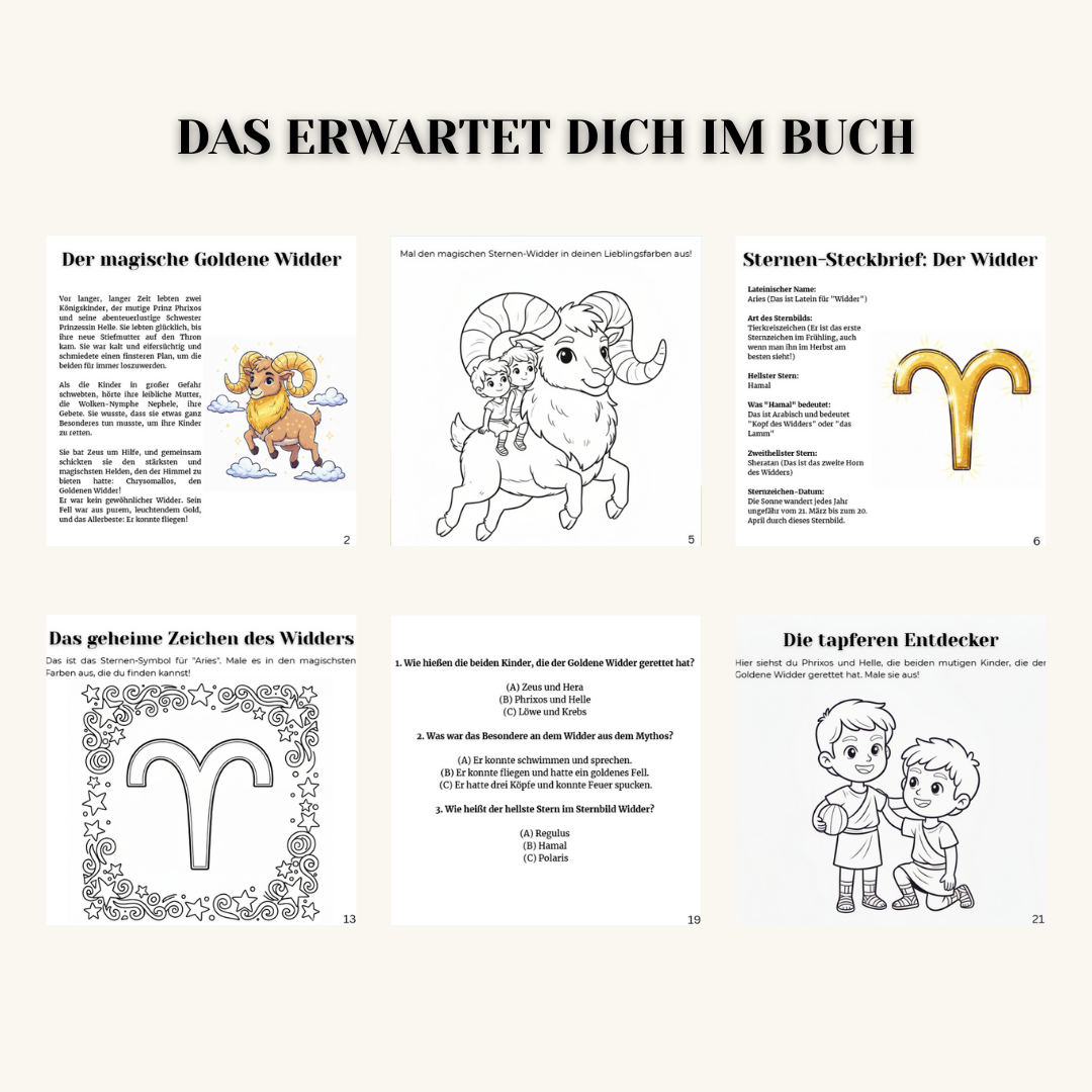 Die Sternen-Entdecker: DER WIDDER – Das magische Mitmachbuch (ab 6 J.) | Mythen, Sterne & Kreativität