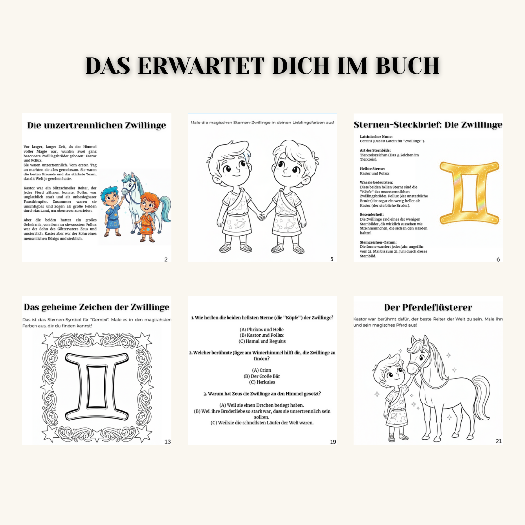 Die Sternen-Entdecker: DIE ZWILLINGE – Das magische Mitmachbuch (ab 6 J.) | Mythen, Sterne & Kreativität